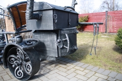 Barbeque with an integrated meat smoking facility MOTORBIKE